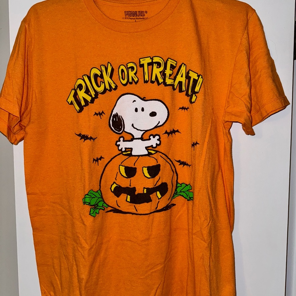 Peanuts Snoopy Halloween T-Shirt - Orange and Black